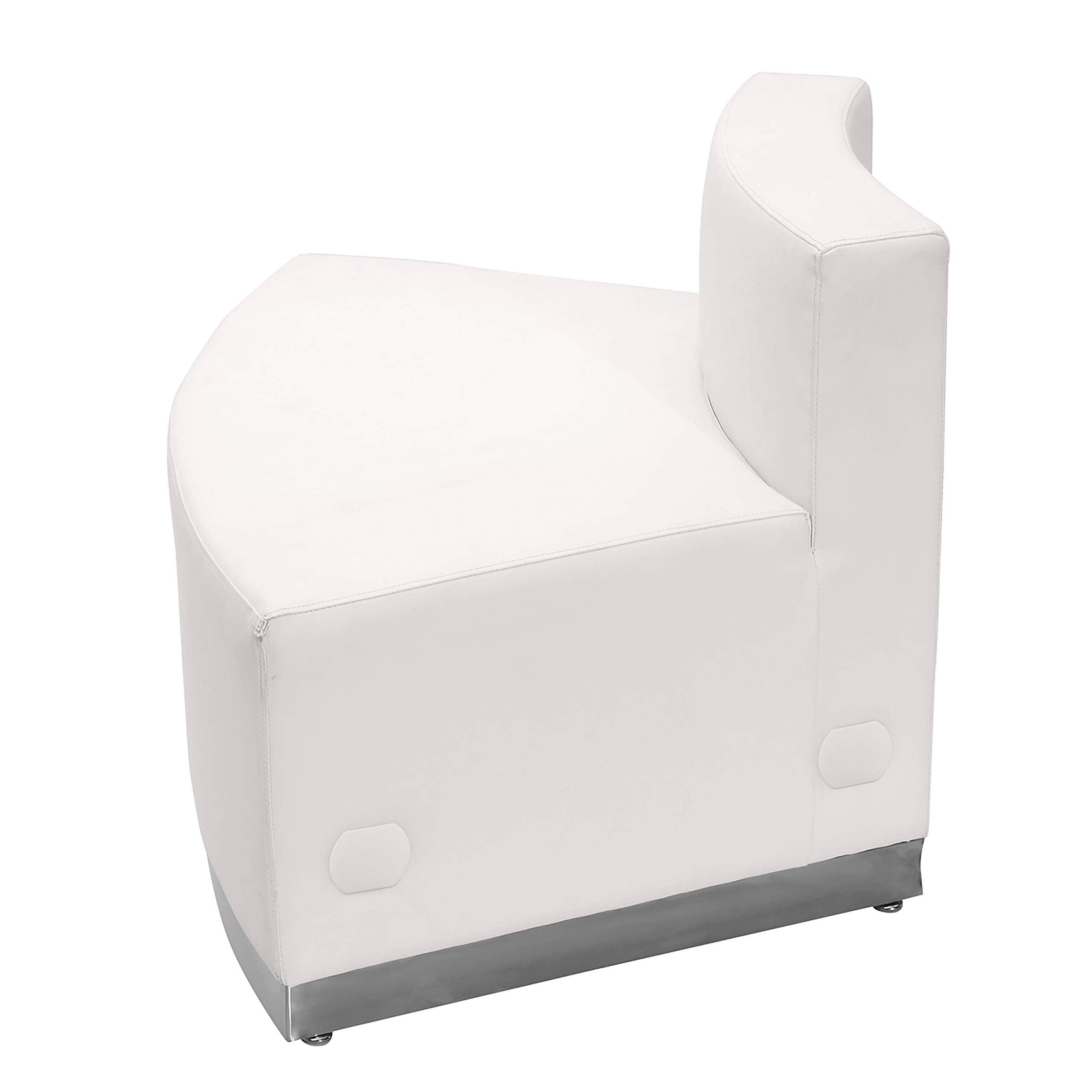 Flash Furniture Hercules Alon Series White Leathersoft Convex Chair With Brushed Stainless Steel Base